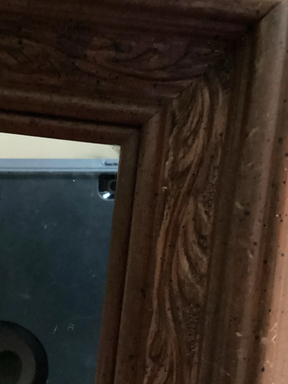 Vintage Carved Wood Square Mirror Pair